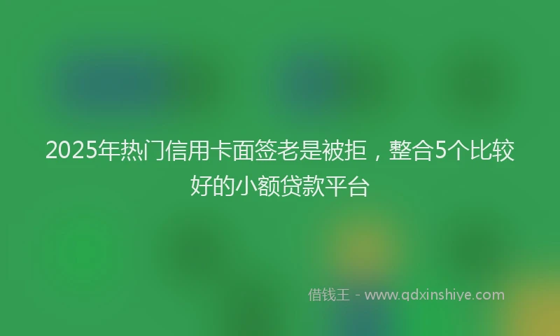 2025年热门信用卡面签老是被拒，整合5个比较好的小额贷款平台