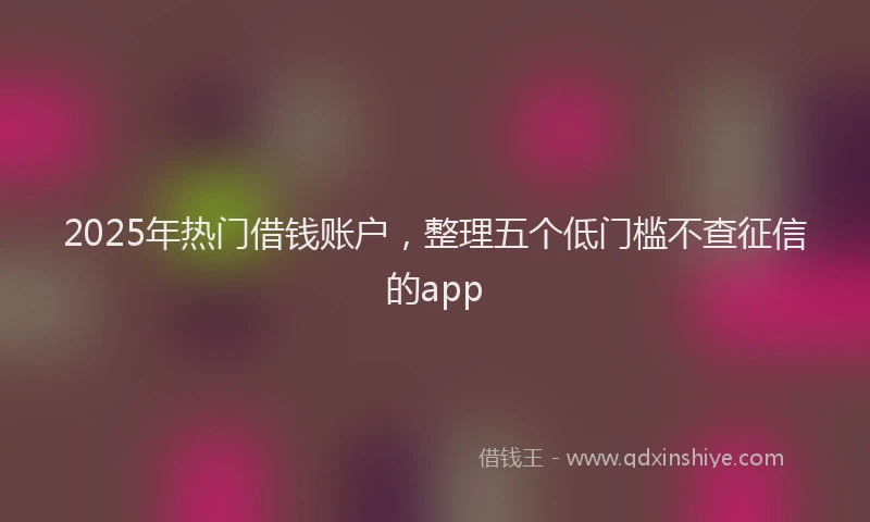 2025年热门借钱账户，整理五个低门槛不查征信的app