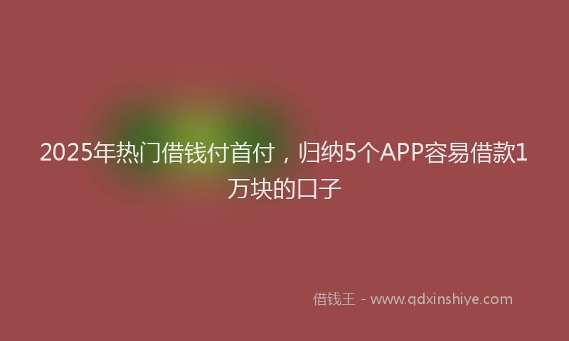 2025年热门借钱付首付，归纳5个APP容易借款1万块的口子