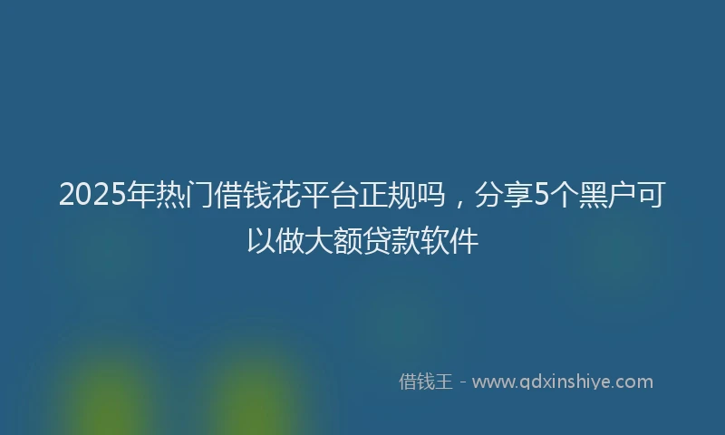 2025年热门借钱花平台正规吗，分享5个黑户可以做大额贷款软件