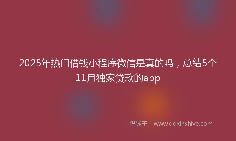 2025年热门借钱小程序微信是真的吗，总结5个11月独家贷款的app