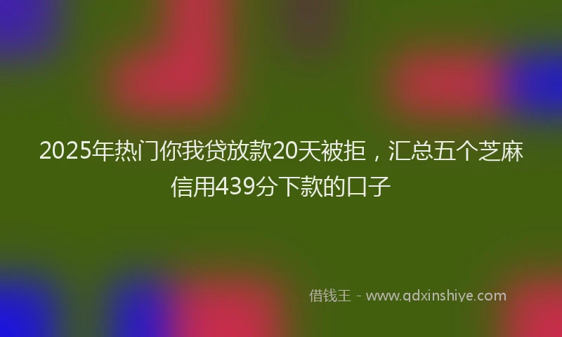 2025年热门你我贷放款20天被拒，汇总五个芝麻信用439分下款的口子