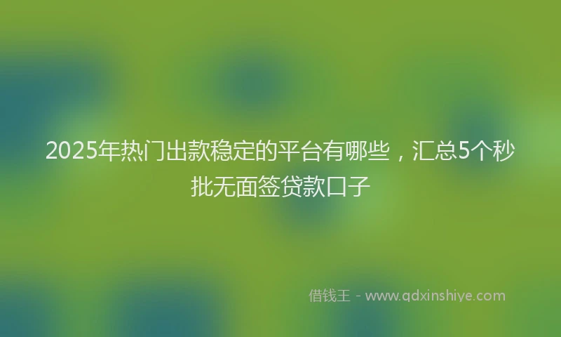 2025年热门出款稳定的平台有哪些，汇总5个秒批无面签贷款口子
