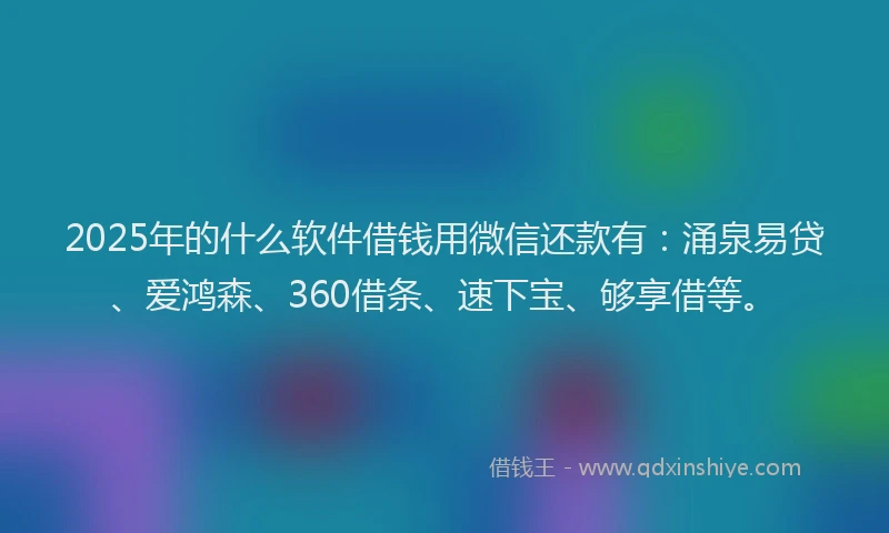 2025年的什么软件借钱用微信还款有：涌泉易贷、爱鸿森、360借条、速下宝、够享借等。