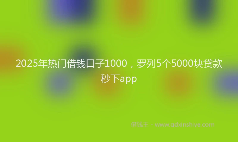 2025年热门借钱口子1000，罗列5个5000块贷款秒下app