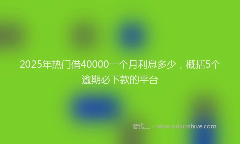 2025年热门借40000一个月利息多少，概括5个逾期必下款的平台