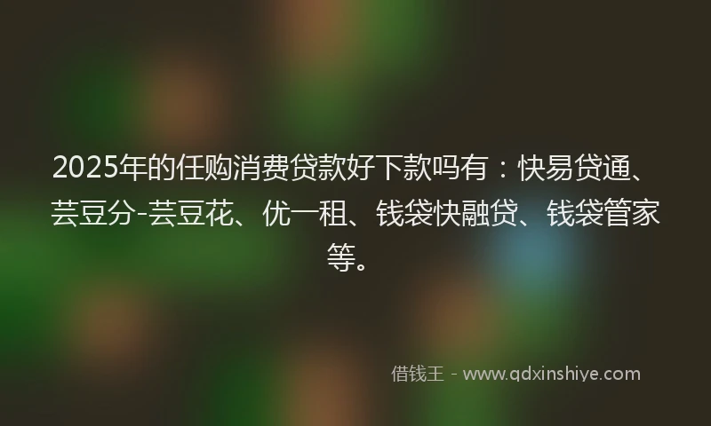 2025年的任购消费贷款好下款吗有：快易贷通、芸豆分-芸豆花、优一租、钱袋快融贷、钱袋管家等。