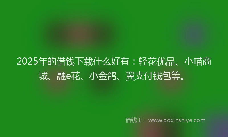 2025年的借钱下载什么好有：轻花优品、小喵商城、融e花、小金鸽、翼支付钱包等。