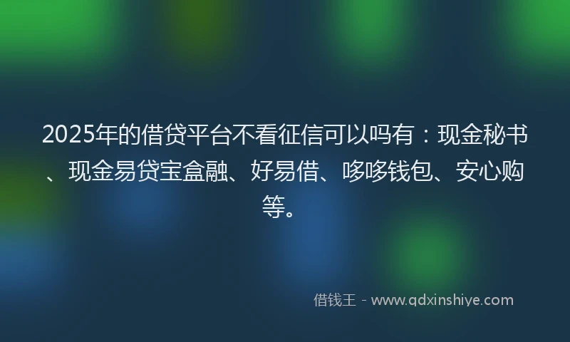 2025年的借贷平台不看征信可以吗有：现金秘书、现金易贷宝盒融、好易借、哆哆钱包、安心购等。
