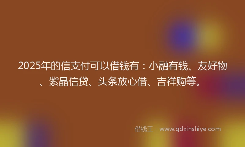 2025年的信支付可以借钱有：小融有钱、友好物、紫晶信贷、头条放心借、吉祥购等。