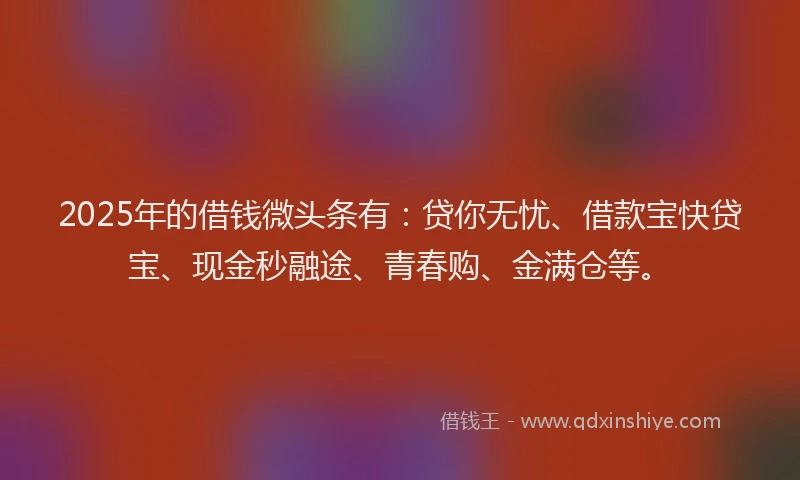 2025年的借钱微头条有：贷你无忧、借款宝快贷宝、现金秒融途、青春购、金满仓等。