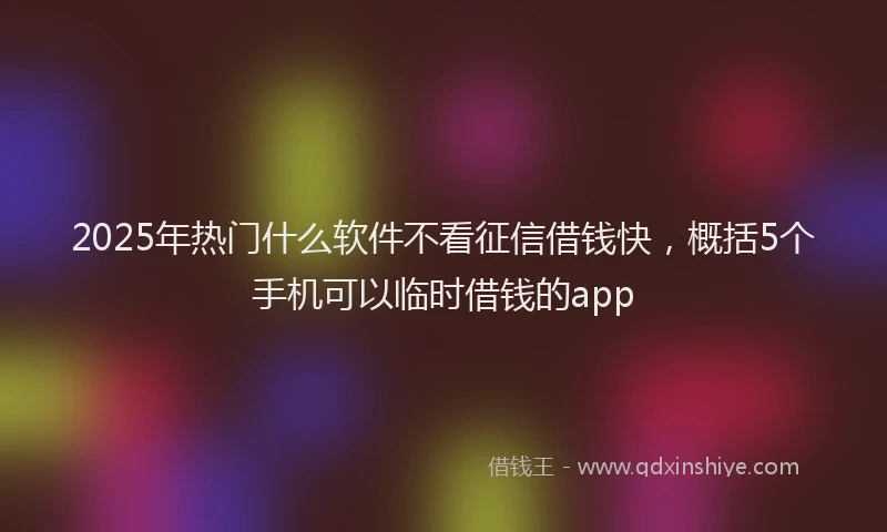 2025年热门什么软件不看征信借钱快，概括5个手机可以临时借钱的app