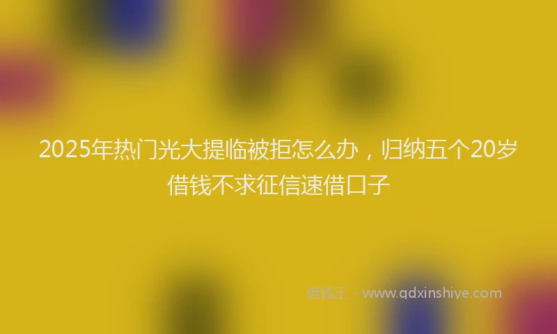 2025年热门光大提临被拒怎么办，归纳五个20岁借钱不求征信速借口子
