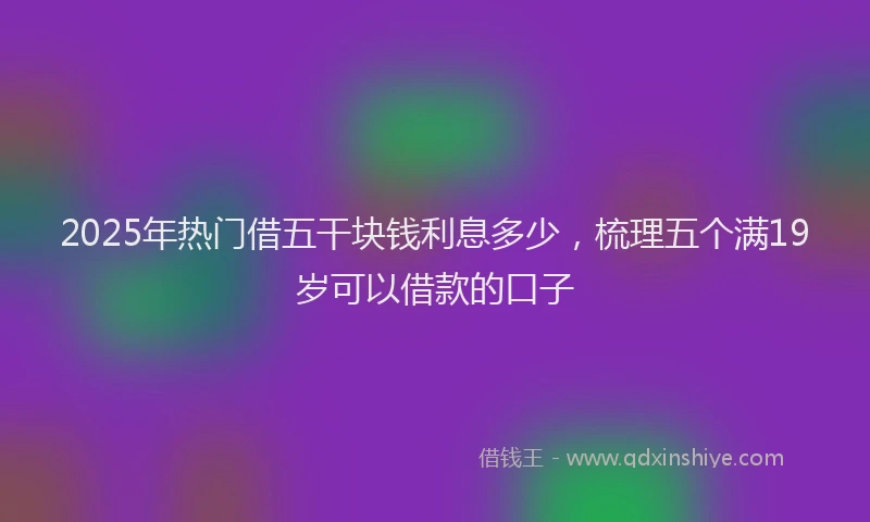 2025年热门借五干块钱利息多少，梳理五个满19岁可以借款的口子