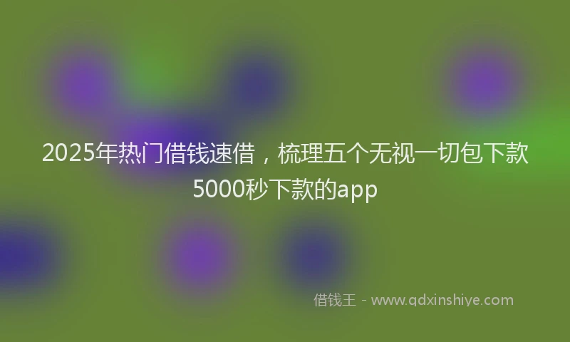 2025年热门借钱速借，梳理五个无视一切包下款5000秒下款的app