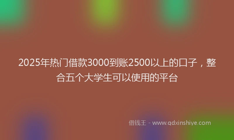 2025年热门借款3000到账2500以上的口子，整合五个大学生可以使用的平台