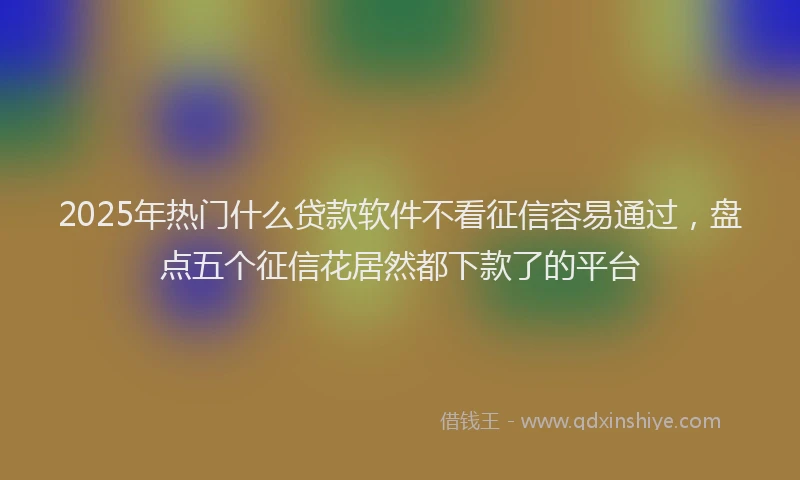 2025年热门什么贷款软件不看征信容易通过，盘点五个征信花居然都下款了的平台