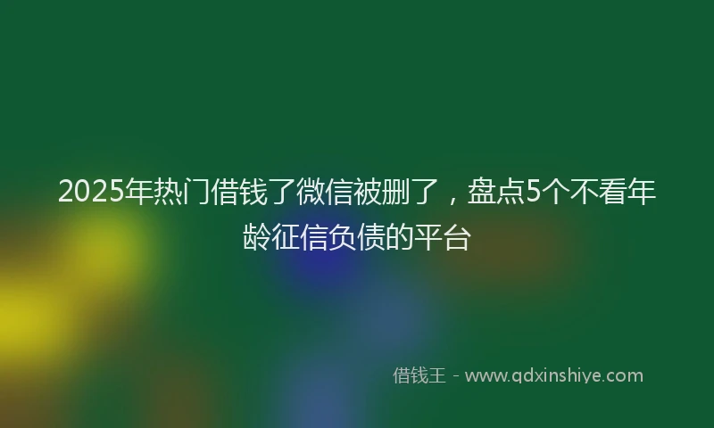 2025年热门借钱了微信被删了，盘点5个不看年龄征信负债的平台