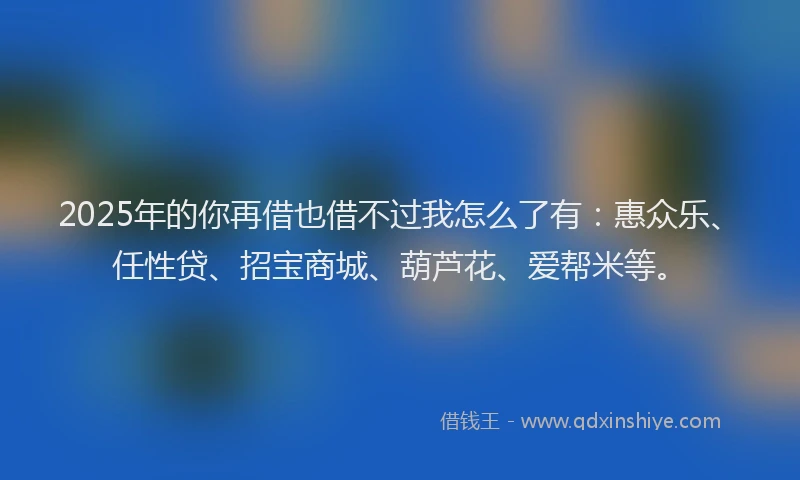 2025年的你再借也借不过我怎么了有：惠众乐、任性贷、招宝商城、葫芦花、爱帮米等。