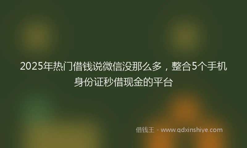 2025年热门借钱说微信没那么多，整合5个手机身份证秒借现金的平台