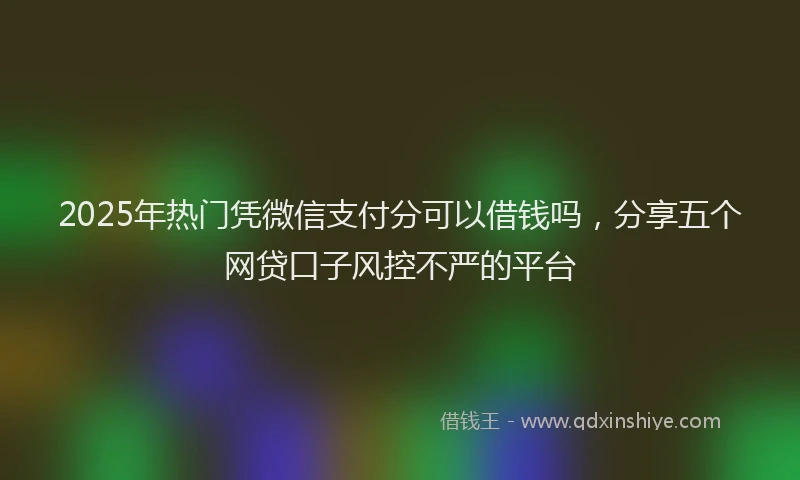 2025年热门凭微信支付分可以借钱吗，分享五个网贷口子风控不严的平台