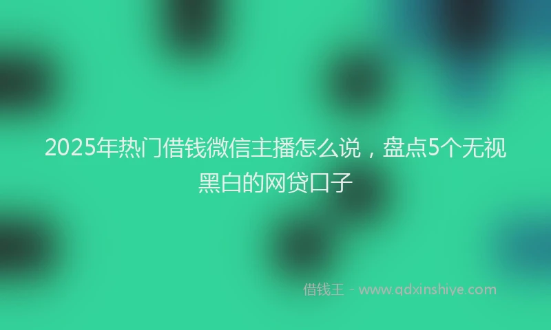 2025年热门借钱微信主播怎么说，盘点5个无视黑白的网贷口子