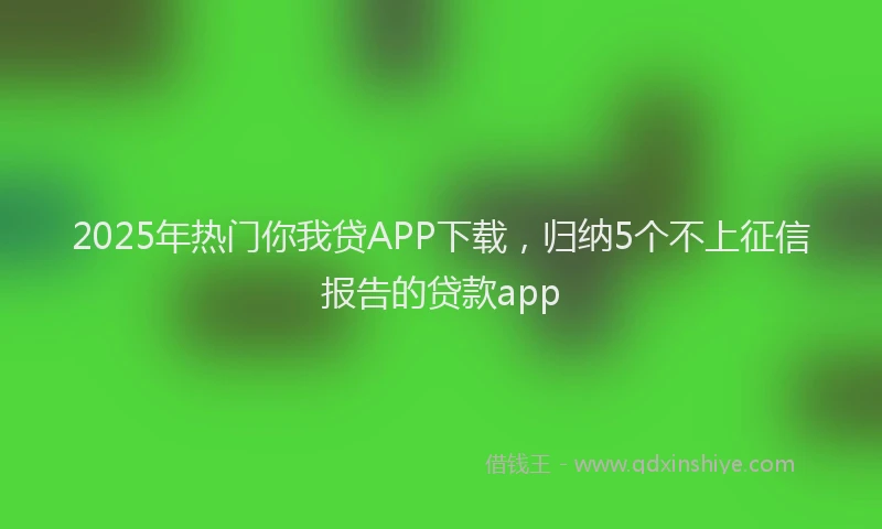 2025年热门你我贷APP下载，归纳5个不上征信报告的贷款app
