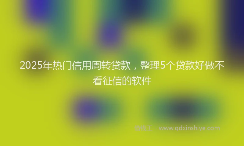 2025年热门信用周转贷款，整理5个贷款好做不看征信的软件