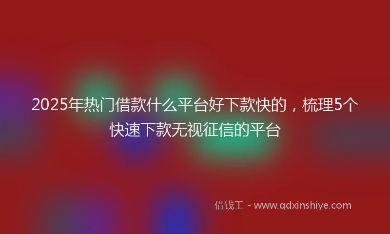2025年热门借款什么平台好下款快的，梳理5个快速下款无视征信的平台