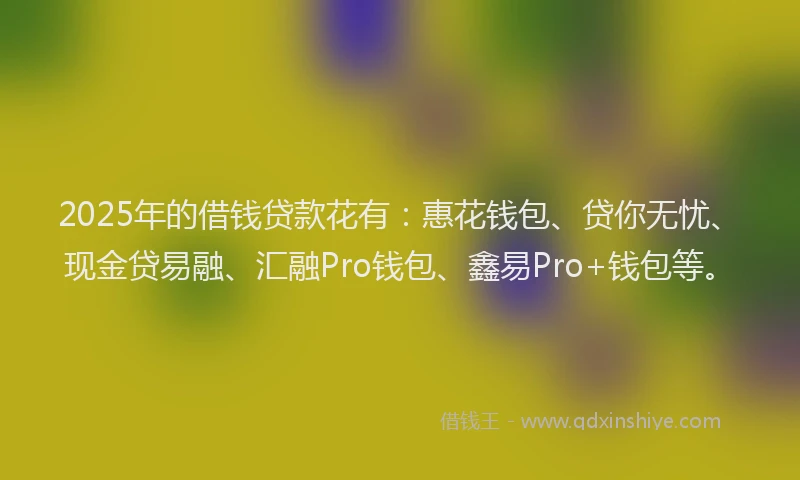2025年的借钱贷款花有：惠花钱包、贷你无忧、现金贷易融、汇融Pro钱包、鑫易Pro+钱包等。