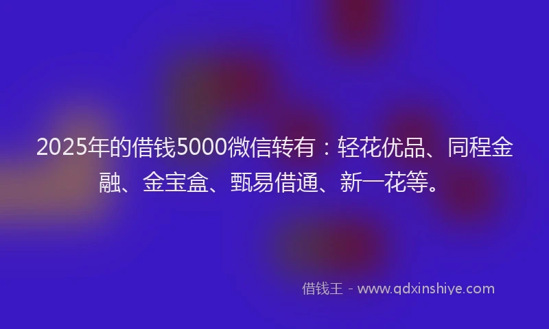 2025年的借钱5000微信转有：轻花优品、同程金融、金宝盒、甄易借通、新一花等。