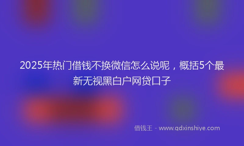 2025年热门借钱不换微信怎么说呢，概括5个最新无视黑白户网贷口子