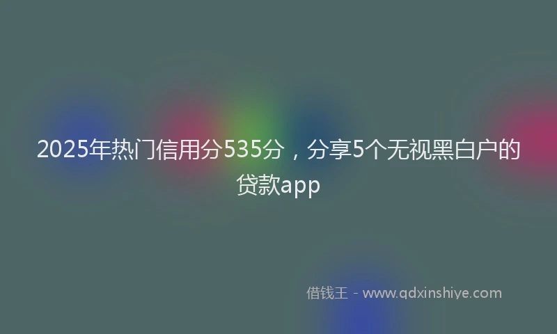 2025年热门信用分535分，分享5个无视黑白户的贷款app
