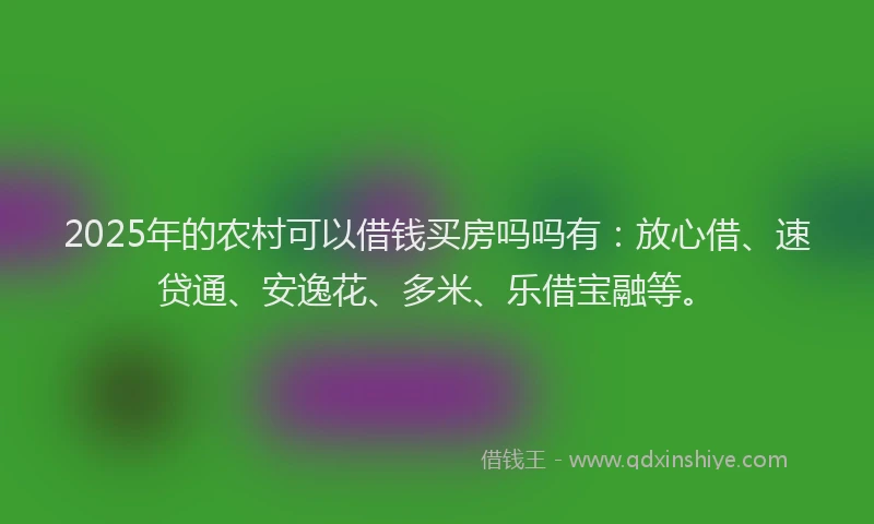 2025年的农村可以借钱买房吗吗有：放心借、速贷通、安逸花、多米、乐借宝融等。