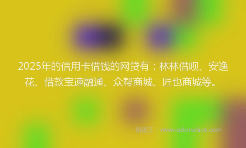2025年的信用卡借钱的网贷有：林林借呗、安逸花、借款宝速融通、众帮商城、匠也商城等。