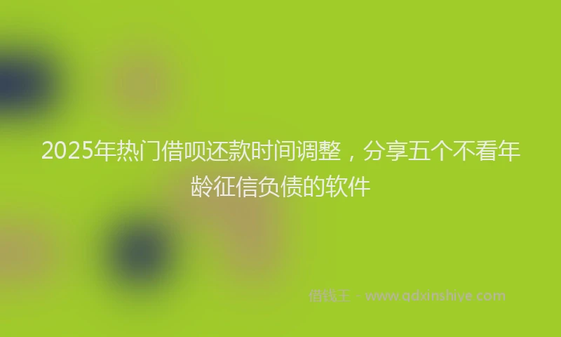 2025年热门借呗还款时间调整，分享五个不看年龄征信负债的软件