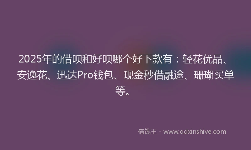 2025年的借呗和好呗哪个好下款有：轻花优品、安逸花、迅达Pro钱包、现金秒借融途、珊瑚买单等。