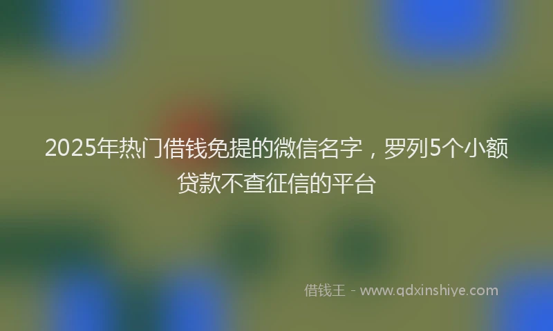 2025年热门借钱免提的微信名字，罗列5个小额贷款不查征信的平台