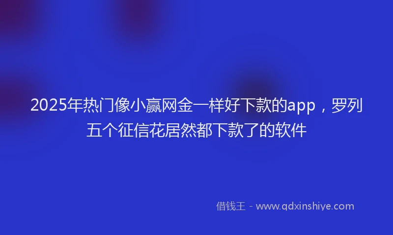 2025年热门像小赢网金一样好下款的app，罗列五个征信花居然都下款了的软件
