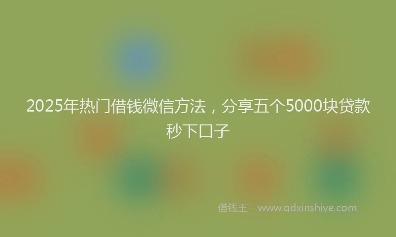 2025年热门借钱微信方法，分享五个5000块贷款秒下口子