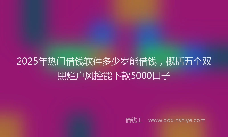 2025年热门借钱软件多少岁能借钱，概括五个双黑烂户风控能下款5000口子
