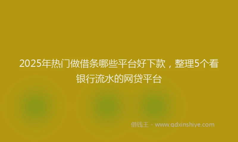 2025年热门做借条哪些平台好下款，整理5个看银行流水的网贷平台