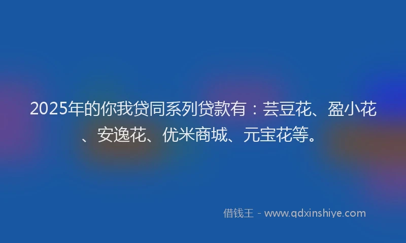 2025年的你我贷同系列贷款有：芸豆花、盈小花、安逸花、优米商城、元宝花等。