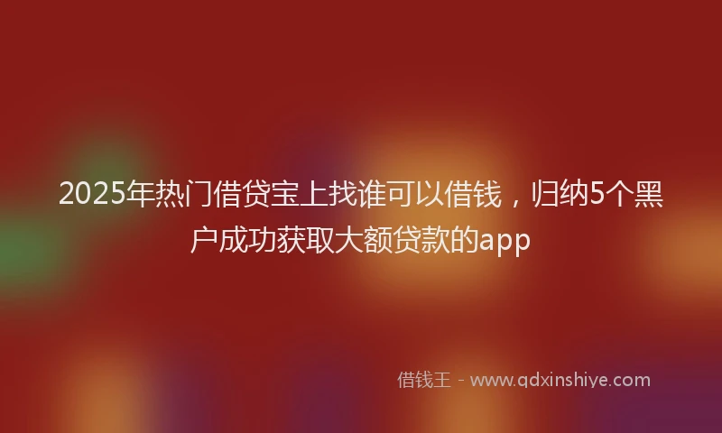 2025年热门借贷宝上找谁可以借钱，归纳5个黑户成功获取大额贷款的app