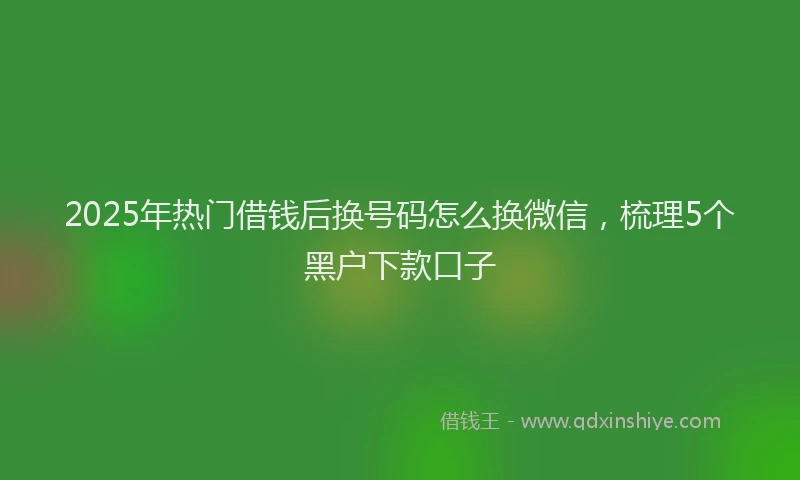 2025年热门借钱后换号码怎么换微信，梳理5个黑户下款口子