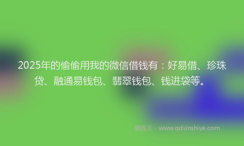2025年的偷偷用我的微信借钱有：好易借、珍珠贷、融通易钱包、翡翠钱包、钱进袋等。