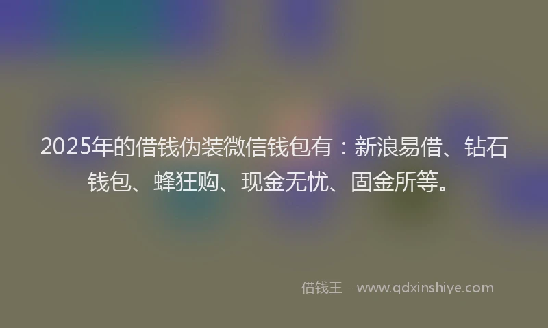 2025年的借钱伪装微信钱包有：新浪易借、钻石钱包、蜂狂购、现金无忧、固金所等。
