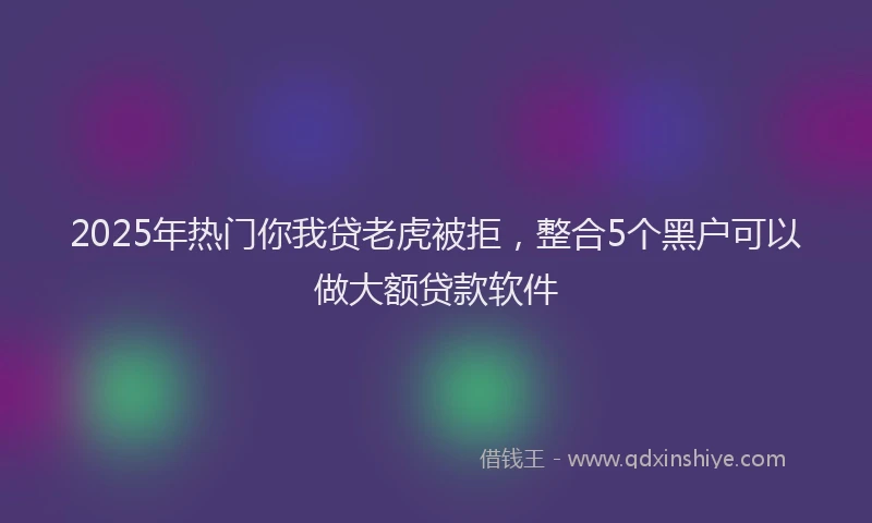 2025年热门你我贷老虎被拒，整合5个黑户可以做大额贷款软件