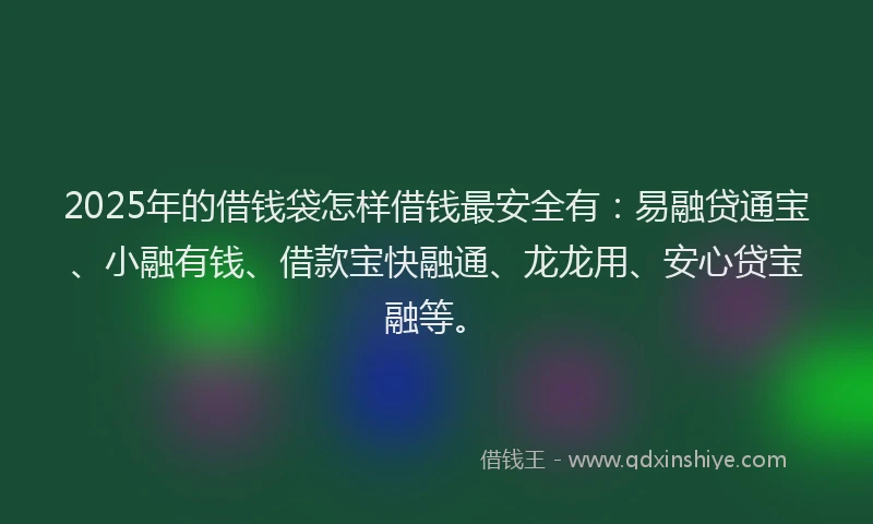2025年的借钱袋怎样借钱最安全有：易融贷通宝、小融有钱、借款宝快融通、龙龙用、安心贷宝融等。