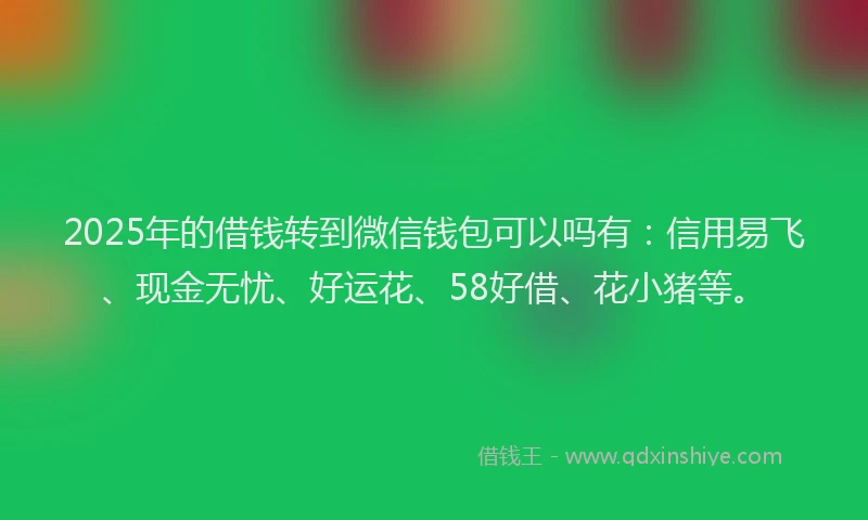 2025年的借钱转到微信钱包可以吗有：信用易飞、现金无忧、好运花、58好借、花小猪等。